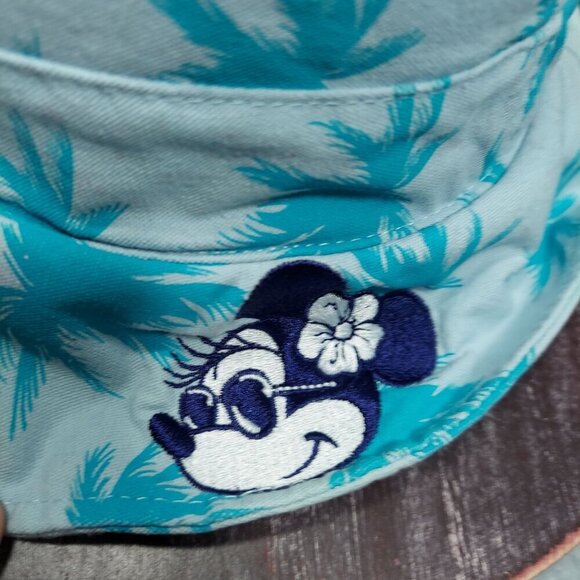 Disney Minnie Mouse Palm Tree Print Bucket Hat Adult  Small Discoloring on Top - Picture 6 of 11